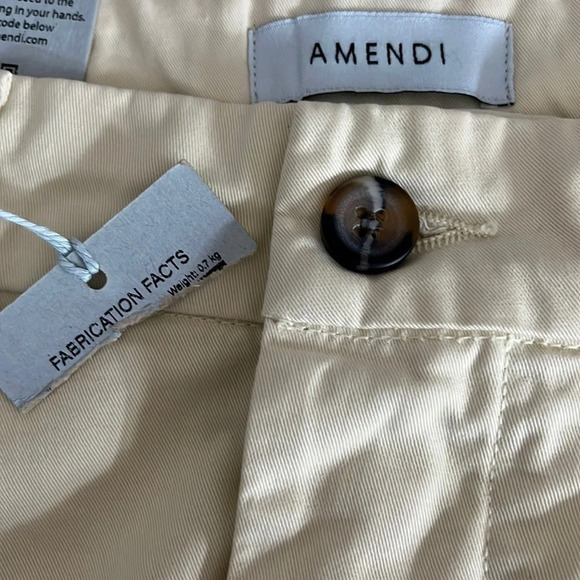 Amendi Gunnar in Light Beige Organic Cotton Pleat Front Button Fly Pants - Sz 34 - Picture 4 of 12